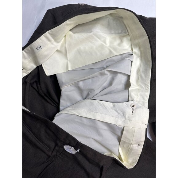 Berle 53x36 Tailored Dress Pants 100% Worsted Wool Pleated Brown Classic Fit - Picture 5 of 10